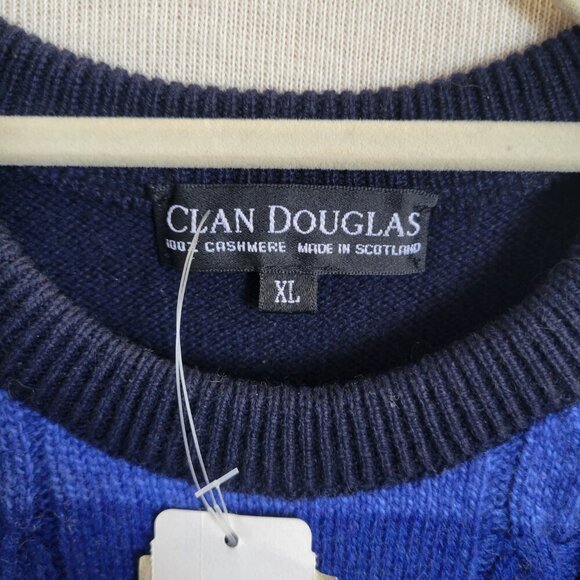 NWT – Clan Douglas Men’s Blue Checkerboard Crew Neck Cashmere Sweater (Size: XL) - Picture 5 of 14